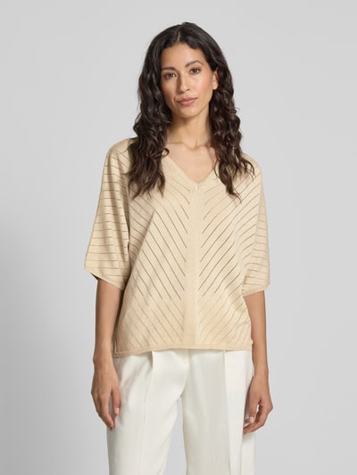 B.Young Strickshirt aus Effektgarn mit V-Ausschnitt Gold 4