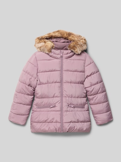 s.Oliver RED LABEL Regular fit gewatteerd jack met imitatiebont Lila - 1