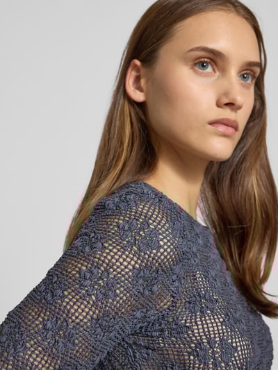 Only Slim Fit Langarmshirt aus Baumwoll-Mix Modell 'LOLA' Rauchblau 3