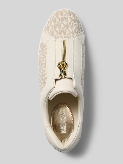 Produktfoto, sneakersy z zamkiem błyskawicznym Model 'Keaton' od MICHAEL Michael Kors, nadruk z logo na całej powierzchni, gładka podeszwa, krój zaokrąglony, wysokość obcasa w rozmiarze 40: 3 cm, wysokość cholewki w rozmiarze 40: 7 cm, szerokość w rozmiarze 40: 9 cm