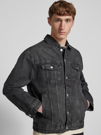 REVIEW Jeansjack met strookzakken Zwart - 3