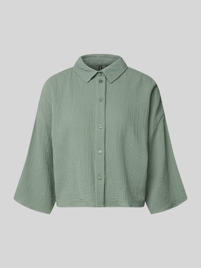 Produktfoto, Loose Fit Hemdbluse aus reiner Baumwolle Modell 'NATALI' von Vero Moda, Optik: Unifarben, Seersucker-Struktur, Knopfleiste, 3/4-Arm