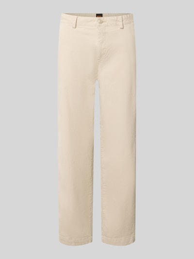 Produktfoto, helle Beige Straight Fit Chino aus Baumwoll-Mix Modell 'Chino_Keyes_DS' von BOSS Orange, glatte Oberfläche, klare Linien