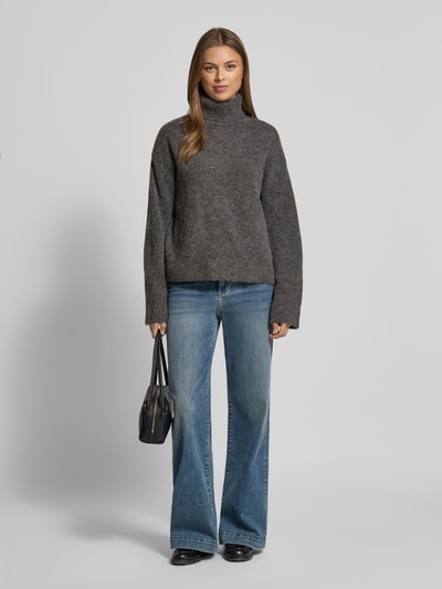 Selected Relaxed Fit Rollkragenpullover aus Woll-Mix mit Alpaka-Anteil Modell 'LULU' Mittelgrau 1