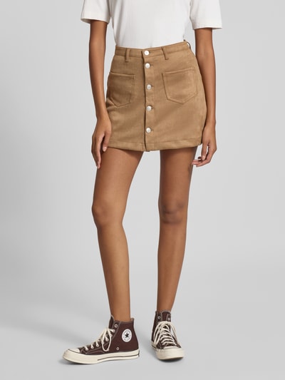 Only Eng anliegender Mini-Rock mit einreihiger Knopfleiste Modell 'AMAZING-STINA' Camel Melange 4