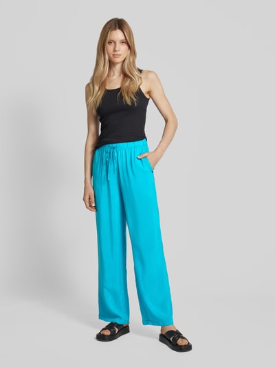 Pennyblack Wide leg stoffen broek met elastische band, model 'AURONZO' Turquoise - 1