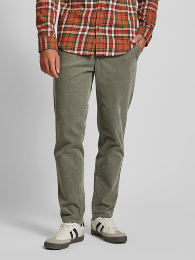 Only & Sons Tapered fit corduroy broek met elastische band, model 'LINUS' Rietgroen - 4