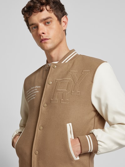 Replay Collegejack met labelstitching, model 'Varcity' Beige - 3