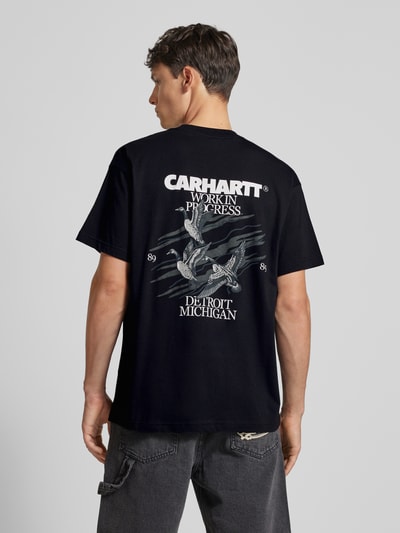 Carhartt Work In Progress T-shirt met labelprint, model 'DUCKS' Zwart - 5