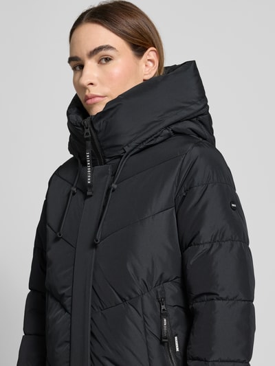 khujo Gewatteerde lange jas met capuchon, model 'TEPLE' Marineblauw - 3