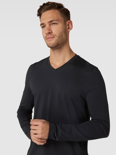 Huber Bodywear Bluzka z długim rękawem z wyhaftowanym logo Antracytowy 3