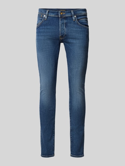 JACK & JONES Slim Fit Jeans mit Label-Patch Modell 'GLENN' Dunkelblau 2