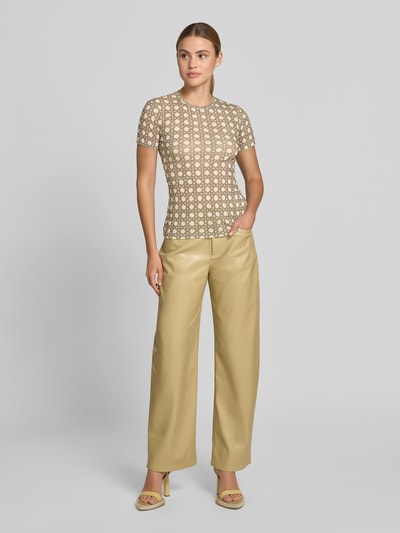 Nanushka Slim Fit T-Shirt mit Rundhalsausschnitt Beige 1