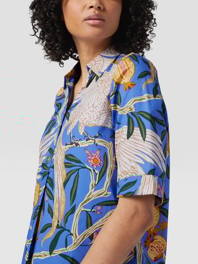 Christian Berg Woman Bluse mit Allover-Muster Royalblau 3
