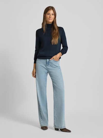 Tom Tailor Regular fit coltrui van een mix van katoen en viscose Donkerblauw - 1