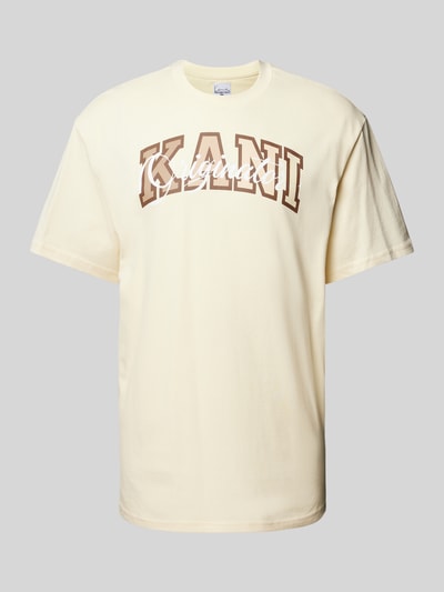 KARL KANI T-shirt met labelprint, model 'Serif' Offwhite - 2