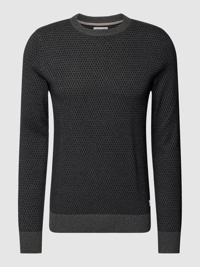 Jack & Jones Strickpullover mit Rundhalsausschnitt Modell 'EATLAS' Dunkelgrau Melange 2