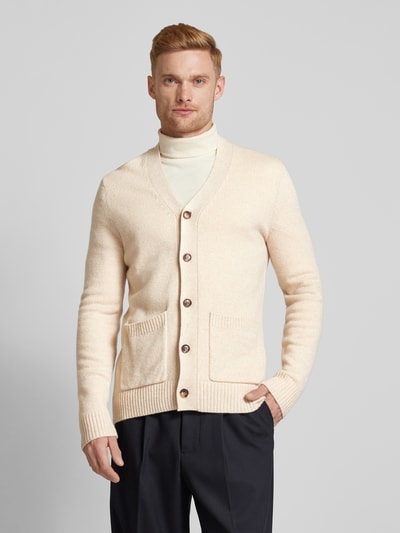 Profuomo Strickjacke mit aufgesetzten Eingrifftaschen Offwhite 4