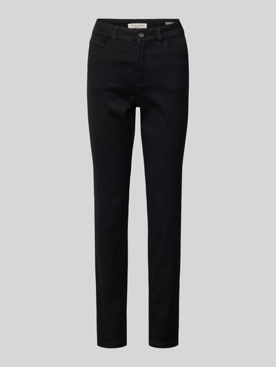 Produktfoto, czarne Skinny Fit Jeans mit 5-Pocket-Design von Christian Berg Woman, bawełniany materiał ze stretch, frontowy widok