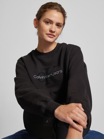 Calvin Klein Jeans Sweatshirt mit Label-Detail Modell 'CHENILLE' Black 3