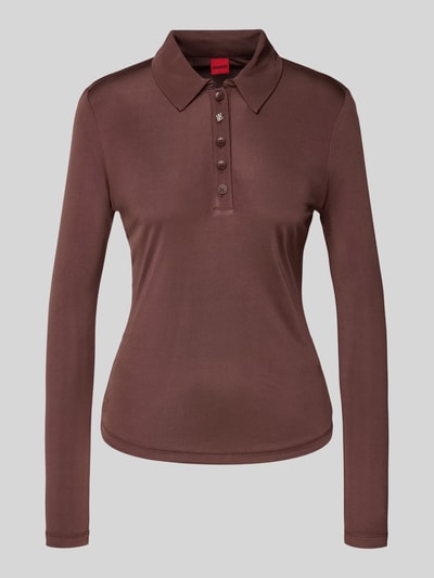 HUGO Slim fit shirt met lange mouwen van pure viscose, model 'DAROSEVIL' Chocoladebruin - 2