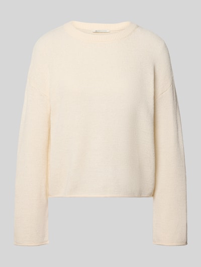 Productfoto, Relaxed Fit Strickpullover mit U-Boot-Ausschnitt van Tom Tailor Denim, effen, fijngebreide structuur, rolzoom, lange mouw