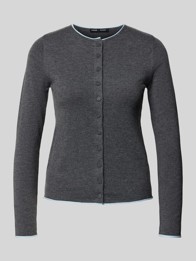 Produktfoto, Strickjacke mit Rundhalsausschnitt Modell 'LUCCAPK' von MANGO, grauer Material-Mix mit Baumwoll-Anteil, Slim Fit, Knopfleiste
