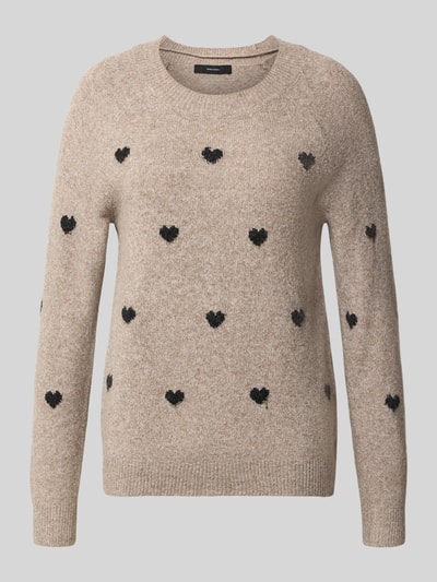 Vero Moda Regular Fit Strickpullover mit Raglanärmeln Modell 'DOFFY' Taupe 2
