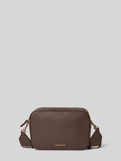 Coccinelle Handtas met labelapplicatie, model 'TEBE' Donkerbruin - 2