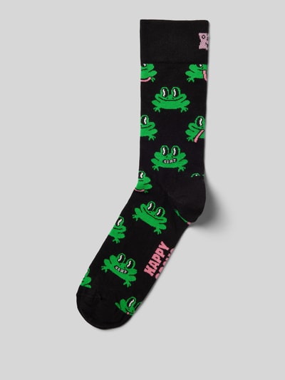 Happy Socks Socken mit Label-Stitching Modell 'Frog' Black 1