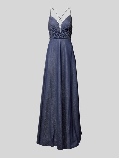 Luxuar Abendkleid mit tiefem V-Ausschnitt Marine 1