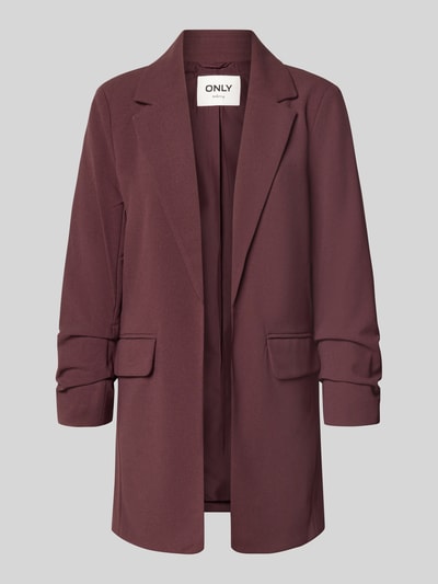 Produktfoto, Regular Fit Longblazer mit 3/4-Arm Modell 'KALINA' von ONLY, Damen Longblazer, einfarbig, glatte Struktur, dunkles Rot.