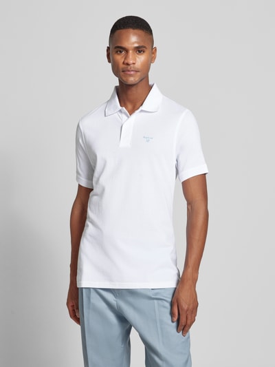 Barbour Slim Fit Poloshirt mit Label-Stitching Weiss 4