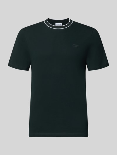 Produktfoto, czarny t-shirt Regular Fit T-Shirt aus Baumwoll-Mix von Lacoste, Męski t-shirt, gładka tekstura, białe lamówki na kołnierzyku