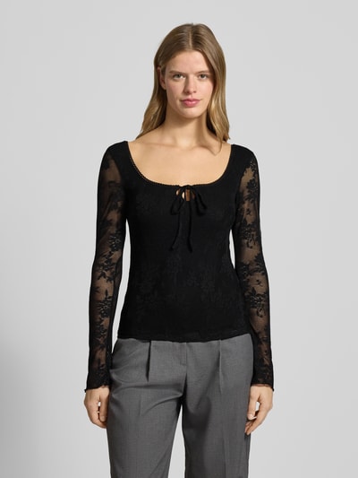 Gina Tricot Semitransparentes Longsleeve mit Schnürung Black 4