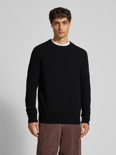 Christian Berg Men Regular fit kasjmier pullover met ronde hals Zwart - 4