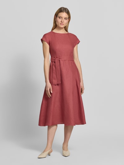 Weekend Max Mara Getailleerde vrijetijdsjurk van puur linnen model 'ESORDIO' Donkerrood - 4