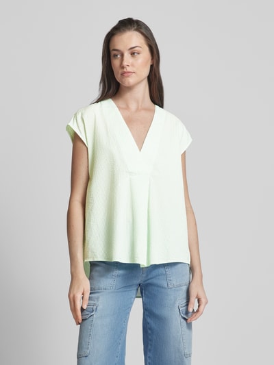 Esprit Blouseshirt met streepmotief en V-hals Appeltjesgroen - 4