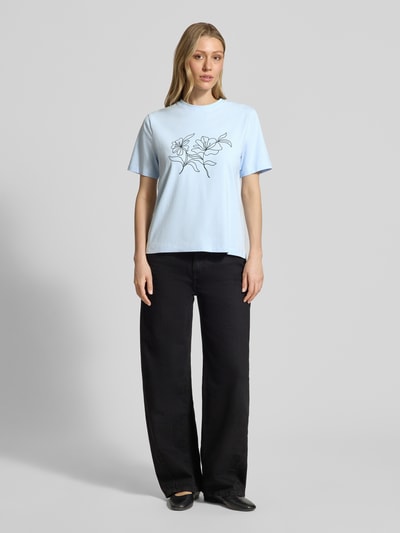 VILA T-Shirt mit Stitching Modell 'NORA' Hellblau 1