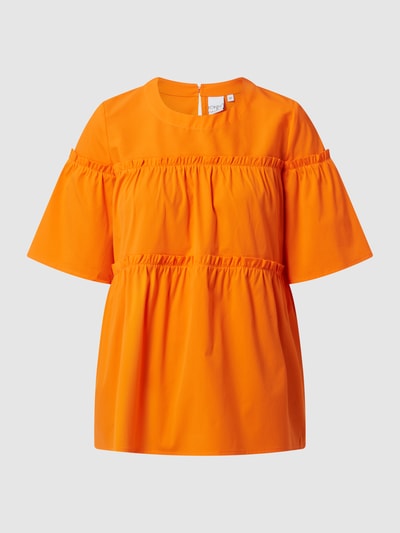 tonno & panna Blouseshirt met ruches, model 'Andy' Oranje - 1