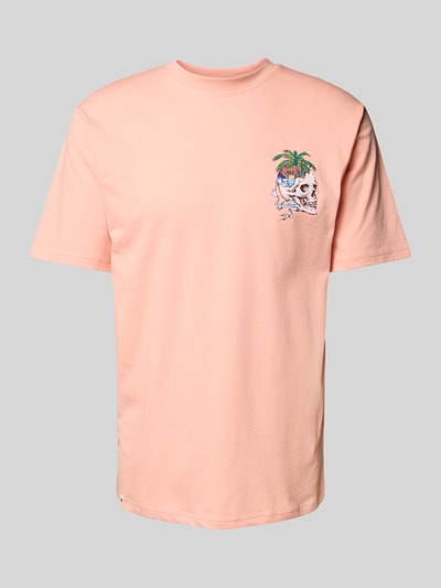 BOARDIES T-shirt met motief- en labelprint, model 'Peach Paradise' Abrikoos - 2
