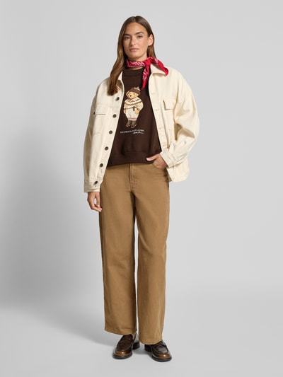 Polo Ralph Lauren Bluza z nadrukiem z motywem i okrągłym dekoltem Ciemnobrązowy melanż 1