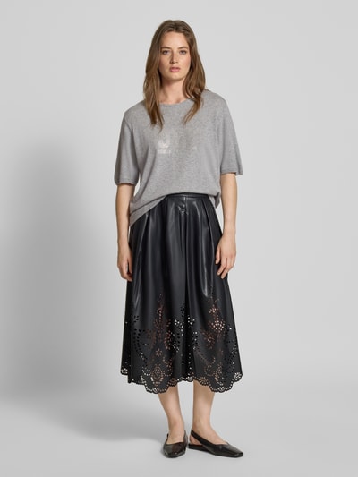 Milano Italy Regular fit gebreid shirt met kasjmier Antraciet - 1