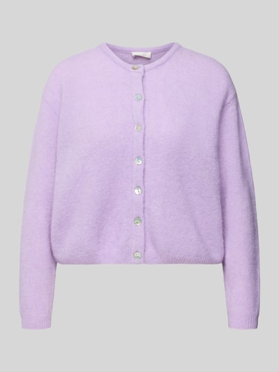 Produktfoto, Strickjacke mit Knopfleiste Modell 'VITOW' von American Vintage in lavendel, gerippte Abschlüsse, Damen, alpaka-lanawoll-mix