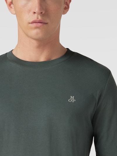 Marc O'Polo Shirt met lange mouwen van katoen met labelprint Olijfgroen - 3