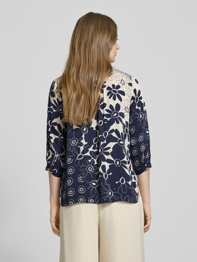 Milano Italy Blouse van pure viscose met tuniekkraag Marineblauw - 5