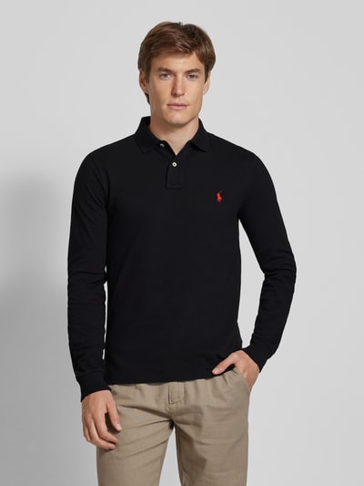 Polo Ralph Lauren Slim fit poloshirt in design met lange mouwen Zwart - 4