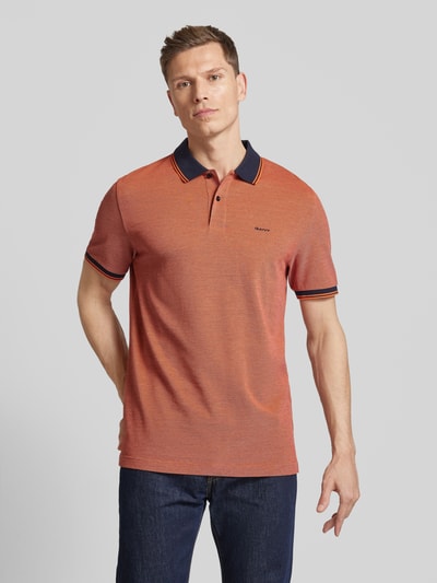 Gant Koszulka polo o kroju slim fit z wyhaftowanym logo Pomarańczowy 4