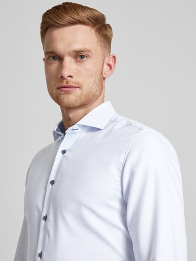 Eterna Slim Fit Businesshemd aus Uni Struktur Bleu 3