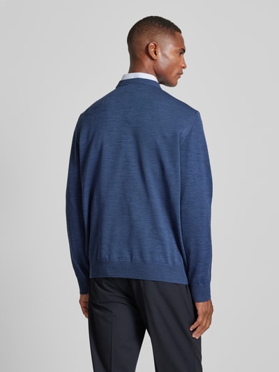 MAERZ Muenchen Gebreide pullover van pure scheerwol met ronde hals Oceaanblauw gemêleerd - 5